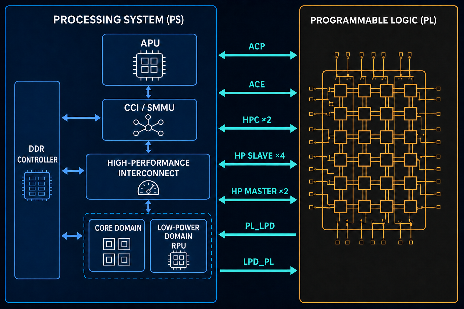 Interfaces entre le Processing System et la Programmable Logic d'un Zynq MPSoC